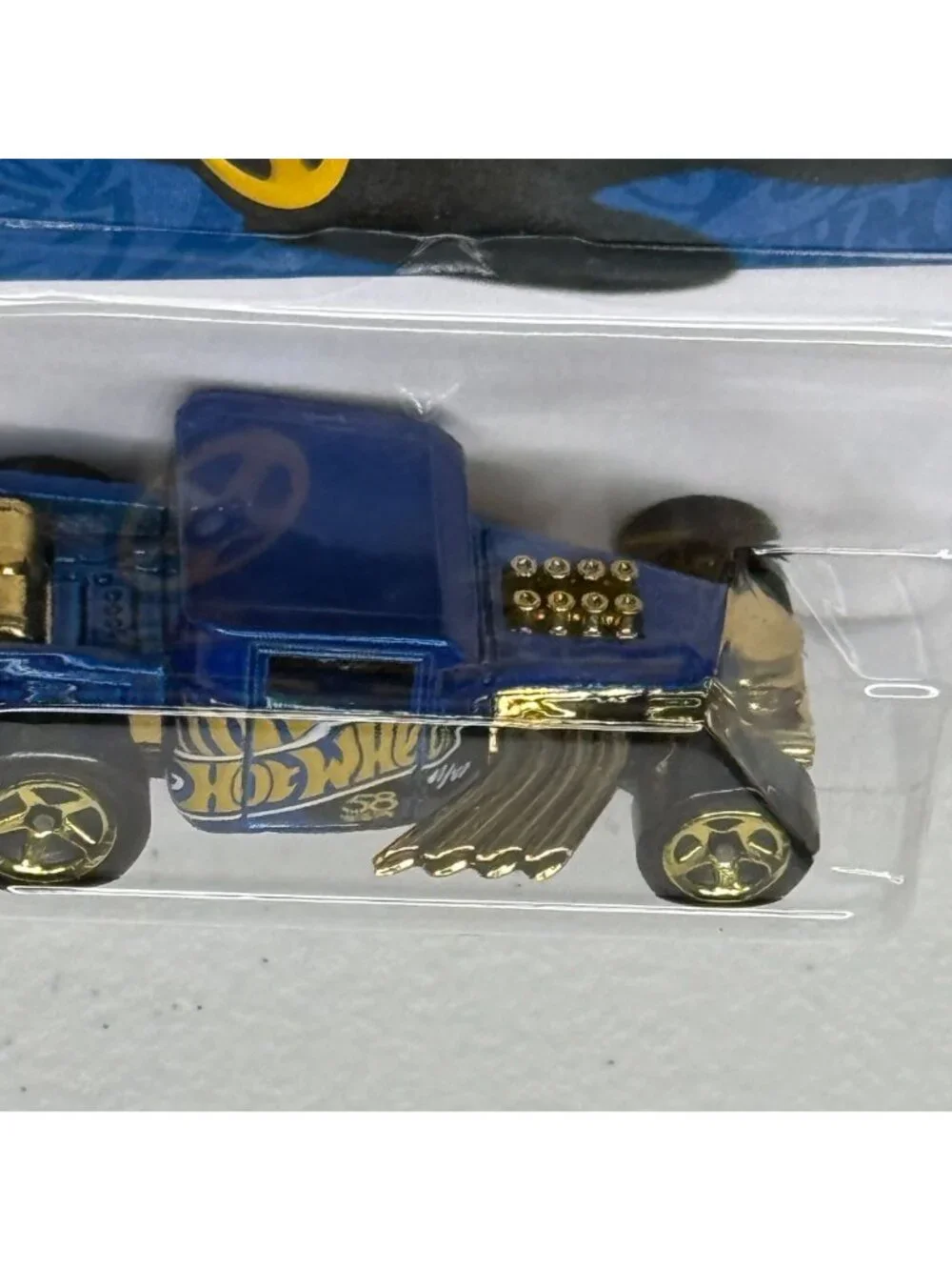Hot Wheels Bone Shaker Blue Gold HW Flames 5/5 Diecast Car